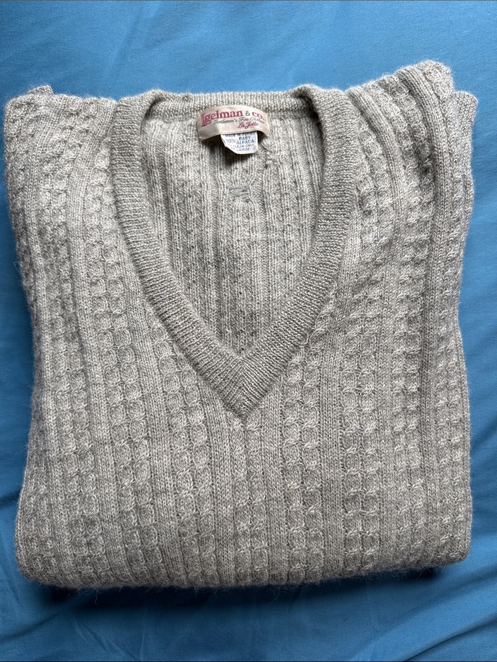 Vintage Igelman & Co. 100% Baby Alpaca V-Neck Sweater — XL